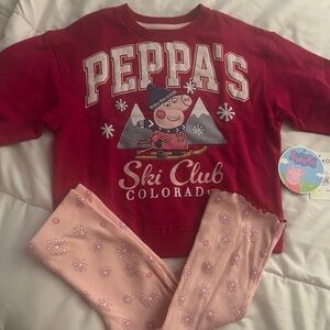 Peppa Pig Red and Pink Ski Club Pajama Set